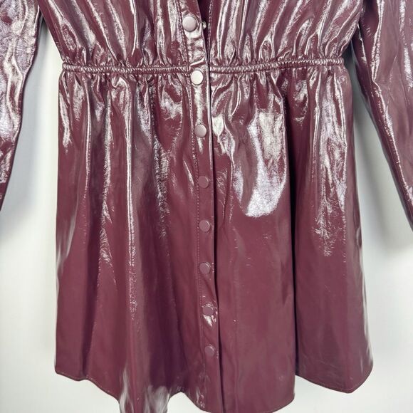 BUDDY LOVE | Maroon Snap Front Belted Faux Leather Jacket Women’s Size Large - Picture 4 of 10